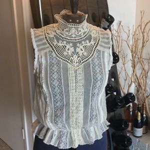 Cream Lace Anthropologie top